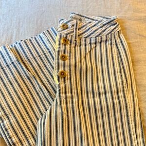 Madewell Blue and White Striped Wide Leg Pants